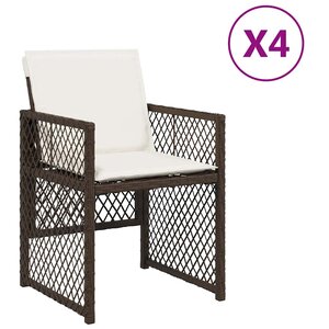 vidaXL Chaises de jardin avec coussins lot de 4 marron résine tressée