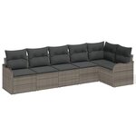vidaXL Ensemble de canapé de jardin avec coussin 6 Pièces Gris Poly rotin