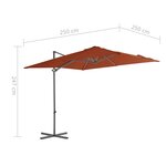 vidaXL Parasol de jardin en porte-à-faux avec mât en acier terre cuite