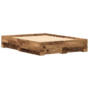 vidaXL Cadre de lit avec tiroirs avec tiroir Bois ancien 160 x 200 cm