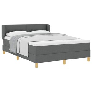 vidaXL Lit à ressorts avec matelas Gris foncé 140 x 190 cm tissu