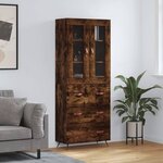 vidaXL Buffet haut Chêne fumé 69 5x34x180 cm Bois d'ingénierie