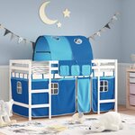 vidaXL Lit mezzanine enfants avec tunnel sans matelas bleu 80x200 cm