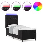vidaXL Lit à Ressorts avec Matelas LED Argyle Noir 80 x 200 cm Velours
