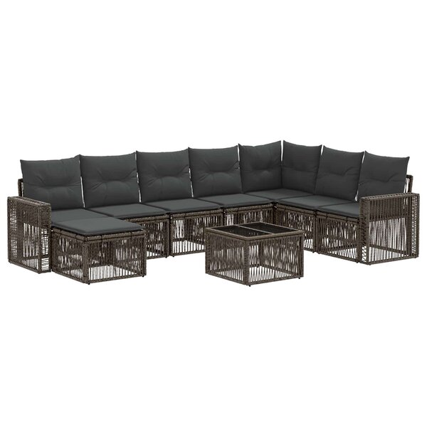 vidaXL Ensemble de canapé de jardin 9 Pièces Gris et Gris foncé polyrotin