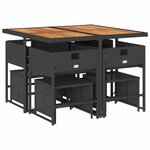 vidaXL Ensemble à manger de jardin 9Pièces coussins noir résine tressée