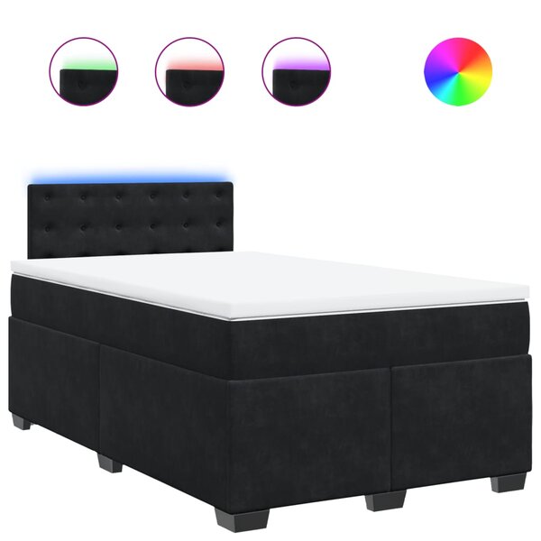vidaXL Sommier à lattes de lit avec matelas noir 120x190 cm velours