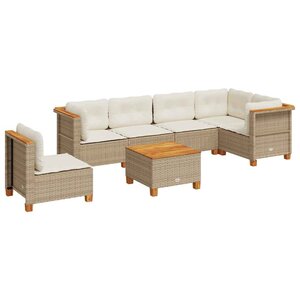 vidaXL Salon de jardin avec coussins 7 Pièces beige résine tressée