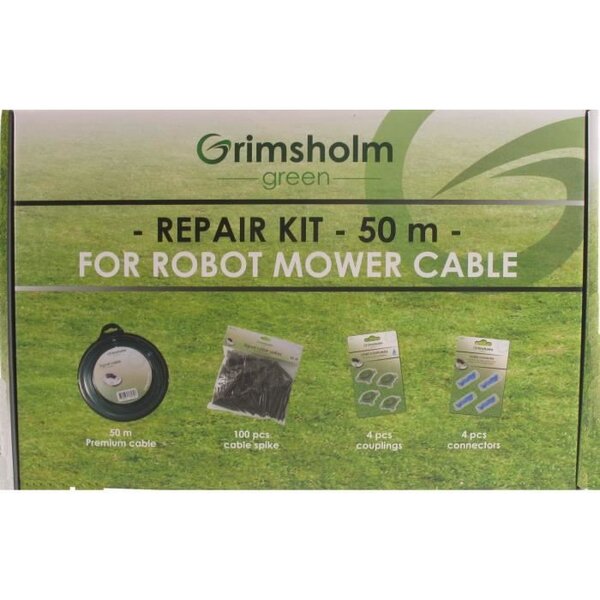 JARDIN PRATIC Kit réparation avec câble d'installation - 0,93 mm² x 50m - 4 connecteurs chargeur, 4 connecteurs isolés et 100 clous