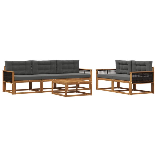 vidaXL Ensemble de canapés d'extérieur 6 Pièces Naturel et Anthracite