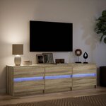 vidaXL Meuble TV avec LED chêne sonoma 180x34x50 cm bois d'ingénierie