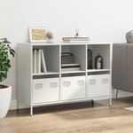 vidaXL Buffet blanc 101 5x39x73 5 cm acier laminé à froid