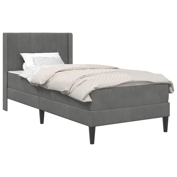 vidaXL Cadre de lit avec matelas Gris foncé 90 x 190 cm Velours