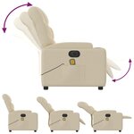 vidaXL Fauteuil inclinable de massage électrique crème tissu