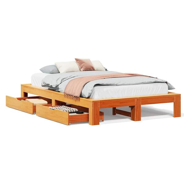 vidaXL Cadre de lit sans matelas cire marron 120x190cm bois pin massif
