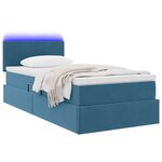 vidaXL Lit avec rangement et LED Bleu foncé 90 x 200 cm Velours