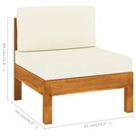 vidaXL Canapés centraux 2 Pièces avec coussins blanc crème Acacia solide