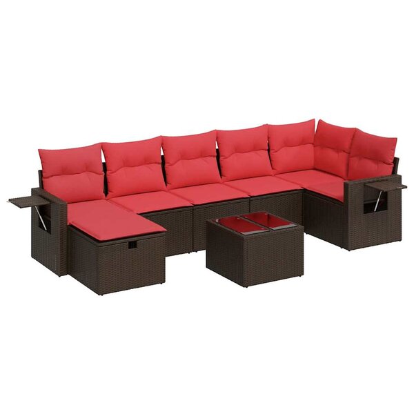 vidaXL Salon de jardin 8 Pièces avec coussins marron résine tressée
