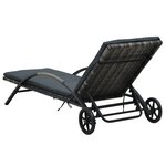 vidaXL Chaise longue avec coussin et roues Résine tressée Anthracite