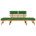 vidaXL Banc de jardin avec coussins 2-en-1 190 cm Bois solide d'acacia