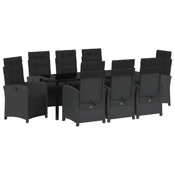 vidaXL Ensemble de salle à manger pour jardin 9 Pièces Noir polyrotin