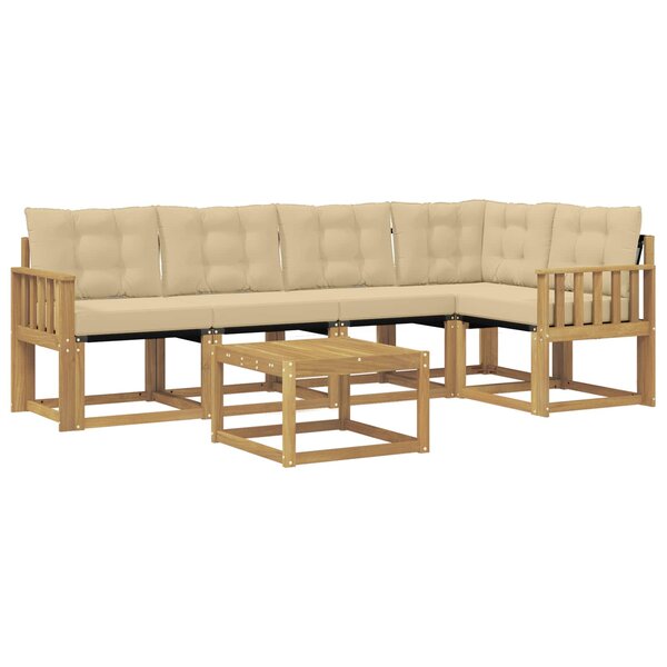 vidaXL Ensemble de canapés d'extérieur 6 pc Blanc et Beige