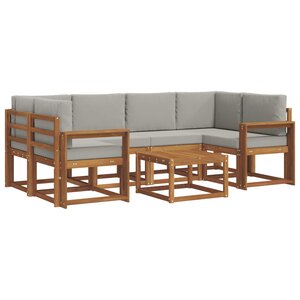 vidaXL Ensemble de canapés d'extérieur 7 pc Gris Naturel et Clair