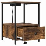 vidaXL Table de nuit avec station de chargement 2 Pièces Chêne fumé