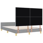 vidaXL Cadre de lit avec tête de lit Gris clair 160 x 200 cm tissu