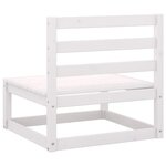 vidaXL Salon de jardin 3 Pièces avec coussins Blanc Bois de pin massif