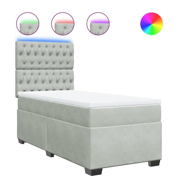 vidaXL Sommier à lattes de lit et matelas Gris clair 80x200 cm Velours