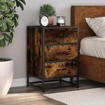 vidaXL Table de chevet chêne fumé 40x34 5x60cm bois d'ingénierie métal