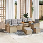 vidaXL Ensemble de canapé de jardin 10 Pièces Beige polyrotin