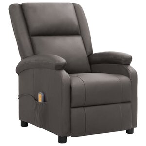 vidaXL Fauteuil de massage gris cuir véritable