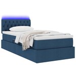 vidaXL Lit avec rangement et LED avec matelas Bleu 90 x 200 cm tissu
