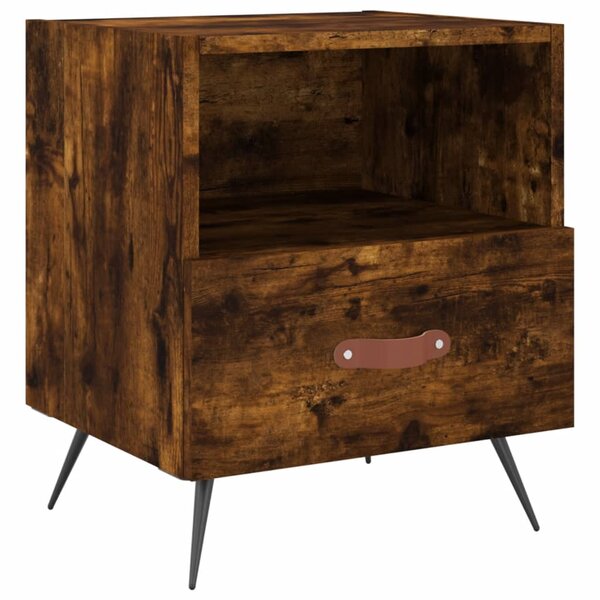 vidaXL Table de chevet chêne fumé 40x35x47 5 cm bois d’ingénierie