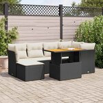 vidaXL Salon de jardin 7 Pièces avec coussins noir résine tressée