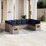vidaXL Salon de jardin 9 Pièces avec coussins gris résine tressée