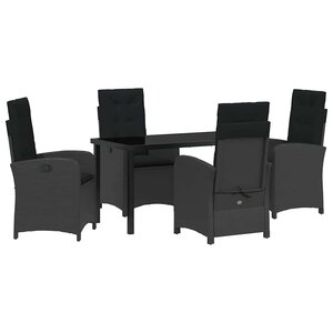 vidaXL Ensemble de salle à manger pour jardin 5 Pièces Noir polyrotin