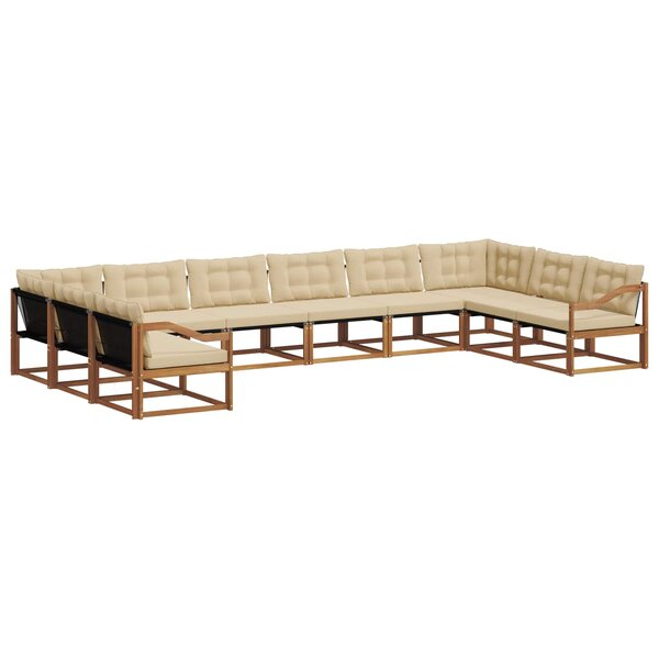 vidaXL Ensemble de canapés d'extérieur 10 pc Naturel et Beige