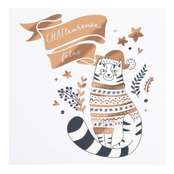 Carte De Vœux Etincelle Chat Noël - Draeger paris
