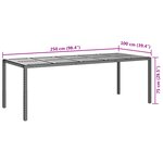 vidaXL Table de Restauration de Jardin Grise 250x100x75 cm Rattan Poly