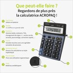 ACROPAQ Calculatrice de bureau- Écran 12 chiffres- Dual Power- 350g- Ecran incliné avec pied arrière- Gris- Pile LR44 incluse