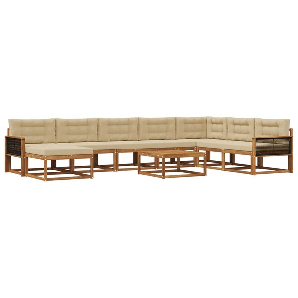 vidaXL Ensemble de canapés d'extérieur 9 Pièces Naturel et Beige