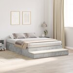 vidaXL Cadre de lit de rangement Gris béton 140x190 cm