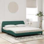 vidaXL Lit avec matelas Dover vert foncé 180x200 cm velours