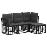 vidaXL Ensemble de canapés d'extérieur Noir Polyester