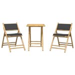 vidaXL Ensemble de bistro pliante 3 Pièces et coussins gris foncé bambou