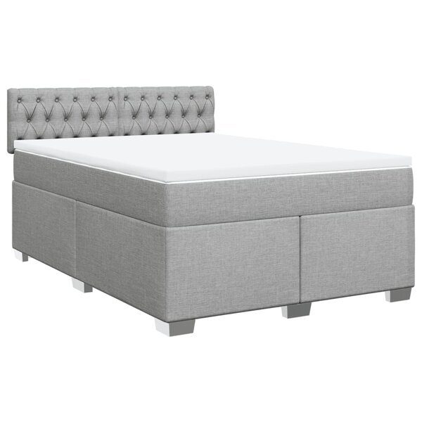 vidaXL Sommier à lattes de lit avec matelas Gris clair 140x200cm Tissu
