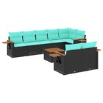 vidaXL Salon de jardin 9 Pièces avec coussins noir résine tressée